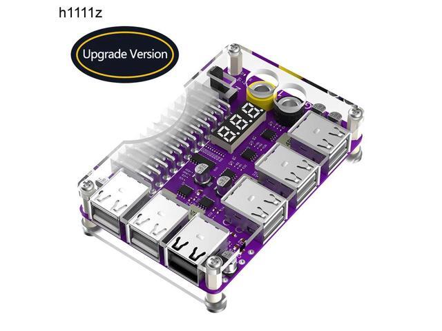ATX 24Pin Power Supply Breakout Board Adapter Acrylic Case Kit 12 Port USB2.0 3 Digit LED Display 12V Output Support QC2.0 QC3.0