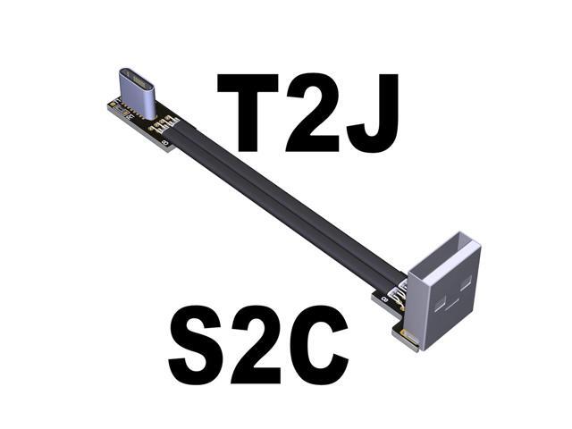 USB 2.0 Type A to Type C Flat Charging Data Cable 6A High Current USB-C Charger Extender Cord 0.48G/bps for PC TV USB Device(S2C-T2J)(40cm)