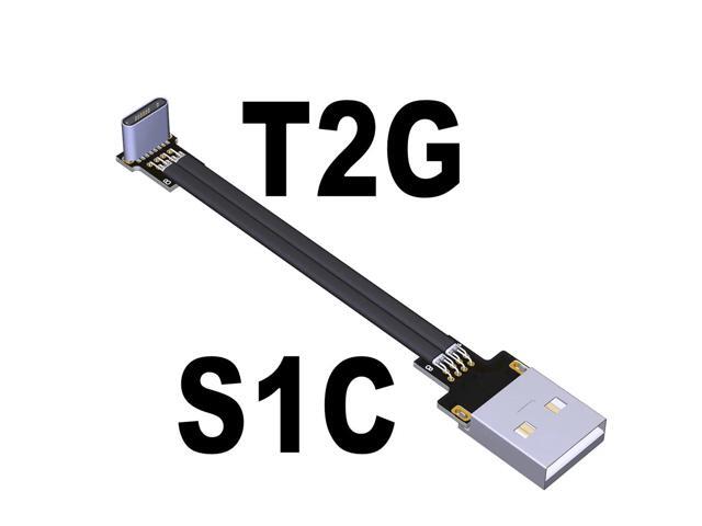 USB 2.0 Type A to Type C Flat Charging Data Cable 6A High Current USB-C Charger Extender Cord 0.48G/bps for PC TV USB Device(S1C-T2G)(15cm)