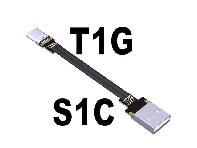 USB 2.0 Type A to Type C Flat Charging Data Cable 6A High Current USB-C Charger Extender Cord 0.48G/bps for PC TV USB Device(S1C-T1G)(25cm)