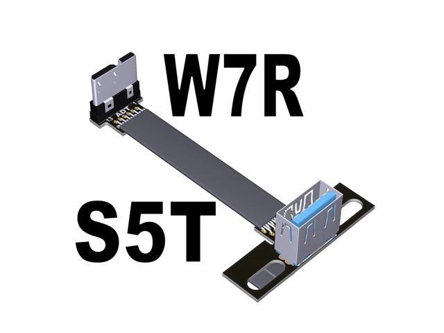 USB 3.0 Male to Female Flat Connection Cable 90 Degree Adapter Data Cord Type-A to Micro-B Connector 5G/bps High Speed Extension(S5T-W7R)(15cm)