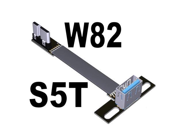 USB 3.0 Male to Female Flat Connection Cable 90 Degree Adapter Data Cord Type-A to Micro-B Connector 5G/bps High Speed Extension(S5T-W82)(15cm)