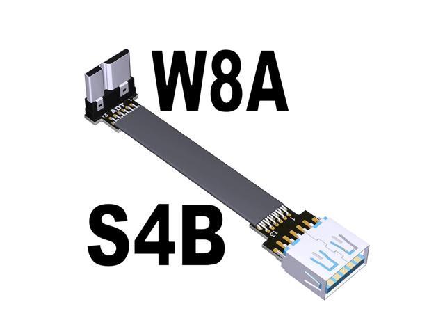 USB 3.0 Male to Female Flat Connection Cable 90 Degree Adapter Data Cord Type-A to Micro-B Connector 5G/bps High Speed Extension(S4B-W8A)(15cm)