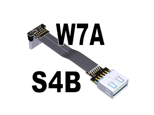 USB 3.0 Male to Female Flat Connection Cable 90 Degree Adapter Data Cord Type-A to Micro-B Connector 5G/bps High Speed Extension(S4B-W7A)(25cm)