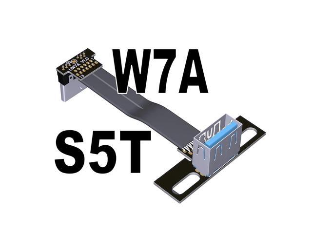 USB 3.0 Male to Female Flat Connection Cable 90 Degree Adapter Data Cord Type-A to Micro-B Connector 5G/bps High Speed Extension(S5T-W7A)(15cm)