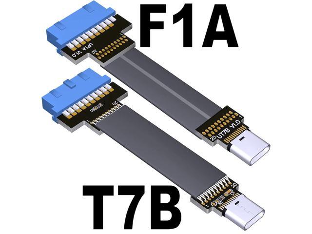 USB 3.0 Type-C to Internal 19P / 20P Extension Adapter Cable TypeC to Type-E Data Cable USB3.0 USB-C Connector with PCI Baffle(T7B-F1A)(25cm)