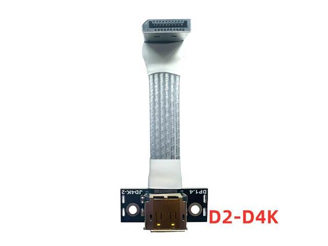 For DisplayPort 1.4 Cable + Fixing Hole Seat 4K HDR DSC DP Adapter for Video PC Laptop TV DP V1.4 Displayport Ribbon Extender(D2-D4K Silver)(25cm)