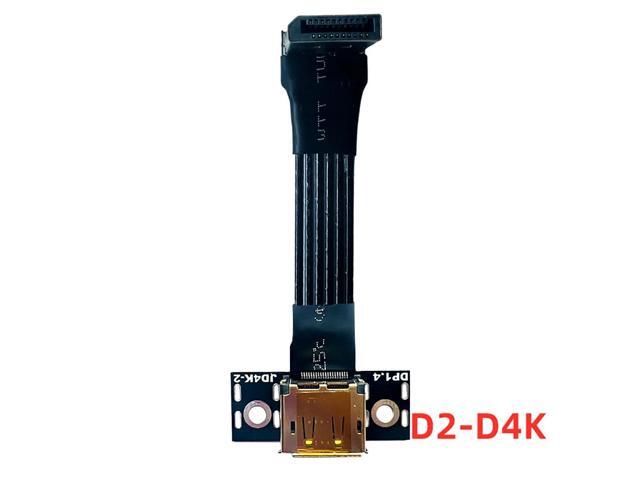 For DisplayPort 1.4 Cable + Fixing Hole Seat 4K HDR DSC DP Adapter for Video PC Laptop TV DP V1.4 Displayport Ribbon Extender(D2-D4K Black)(25cm)