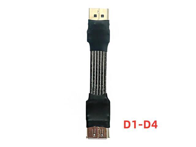 For V1.4 DisplayPort Extension Cable Male-Female DP to DP 1.4 4K 165Hz Adapter FPC Flat Ribbon Wire for GPU TV Video Extender(D1-D4 Black)(15cm)