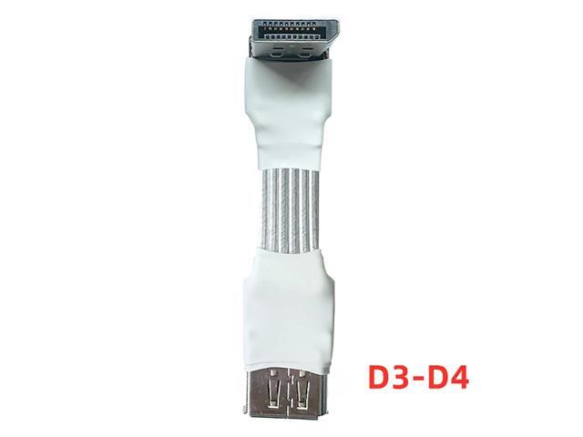For V1.4 DisplayPort Extension Cable Male-Female DP to DP 1.4 4K 165Hz Adapter FPC Flat Ribbon Wire for GPU TV Video Extender(D3-D4 Silver)(25cm)