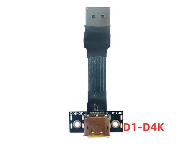 For DisplayPort 1.4 Cable + Fixing Hole Seat 4K HDR DSC DP Adapter for Video PC Laptop TV DP V1.4 Displayport Ribbon Extender(D1-D4K Black)(25cm)
