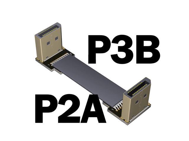 DP to DP Male to Male Extension Cable Displayport-compatible DP1.2 Adapter Flat Cord for Graphics Card w Gold-plated Connector(P2A-P3B)(25cm)