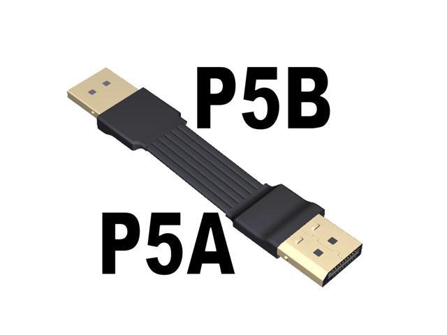 Shielded DP to DP Male to Male Extension Adapter Cable Displayport-compatible DP1.4 Flat for Graphics Card GPU Video Laptop TV(P5A-P5B)(15cm)
