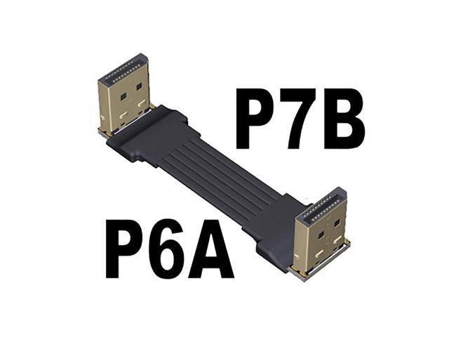 Shielded DP to DP Male to Male Extension Adapter Cable Displayport-compatible DP1.4 Flat for Graphics Card GPU Video Laptop TV(P6A-P7B)(25cm)
