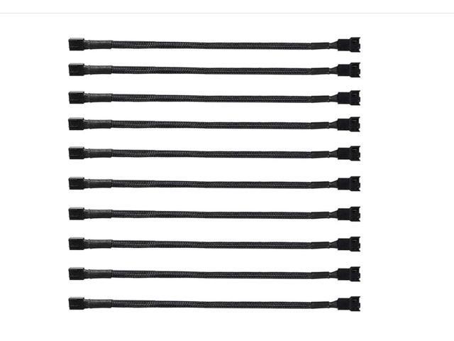 10Pack 4-Pin Case Male to Female PWM Fan Splitter Cable 10.6inch Sleeved Braided Adapter Computer PC Fan Power Extension Cable Converter for...