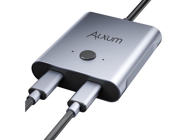 Alxum USB C Switch - Bi Directional USB C Switcher Selector 2 in 1 Out/1 in 2 Out, 2 Computers Share 1 Devices 8K@60Hz 10Gbps Data Transfer 100W...