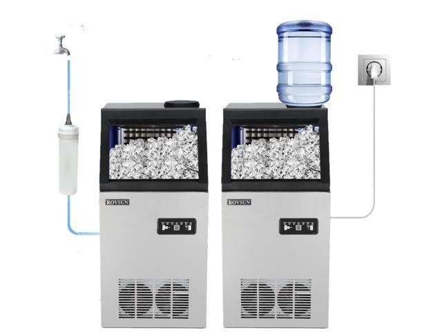 110LBS/24H Commercial Ice Maker Machine with 2 Water Inlets, Freestanding Ice Machine with 24lbs Storage Bin, Ice Scoop & Water Filter for Home...