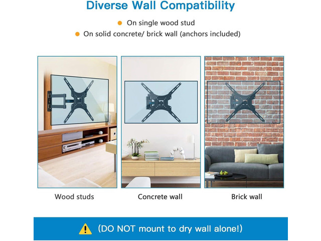 Full Motion TV Wall Mount Bracket Articulating Arms Swivels Tilts Extension for Most 26-55 Inch LED LCD Flat Curved Screen TVs, Max VESA 400x400mm...
