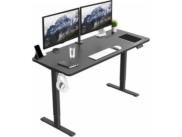 Electric 60 x 24 in Standing Desk, Memory Height Adjustment, 1B Series, Holds 220 lbs, One-Piece Black Top, Black Frame, DESK-KIT-1B6B