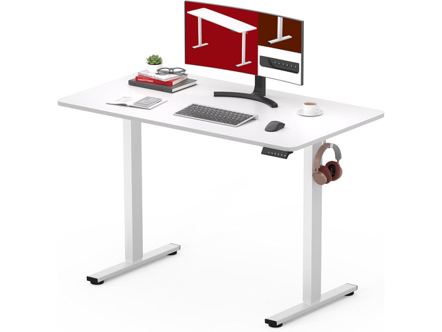 Electric Standing Desk 40 x 24 Inches Whole-Piece Desktop Height Adjustable Stand Up Desk w/6-Button Controller Ergonomic Computer Desk for Home...