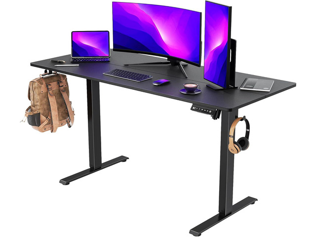 55 Inch Electric Standing Desk Adjustable Height, Stand Up Desk Sit Stand Desk Rising Desk, Home Office Desk with 4 Memory Height Settings, 2...