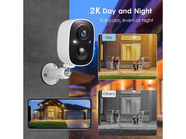 GMK Security Cameras Wireless Outdoor, 2K Color Night Vision AI Motion Detection 2-Way Talk Battery Powered WiFi Home Indoor Camera IP65...