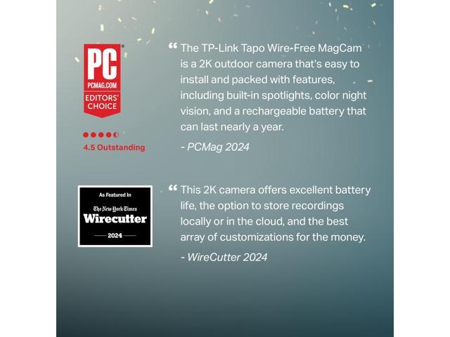 Tapo MagCam, 2025 Wirecutter Best Outdoor Security Camera & PCMag Editors Choice, 2K, Battery, Magnetic Mount Wireless Camera, 150° FOV, SD/Cloud...