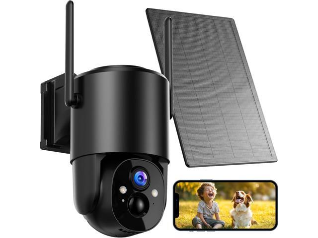 Security Cameras Wireless Outdoor Solar: Battery Cameras for Home Security WiFi Camera Outdoor Surveillance Camera PTZ 360° CCTV Cam System with...