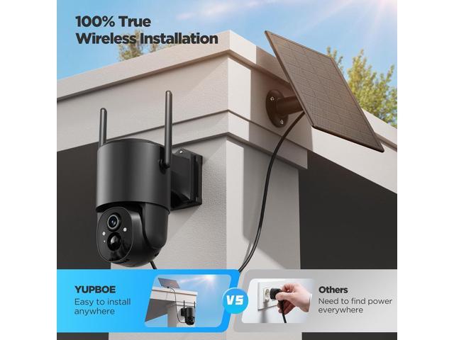 Security Cameras Wireless Outdoor Solar: Battery Cameras for Home Security WiFi Camera Outdoor Surveillance Camera PTZ 360° CCTV Cam System with...