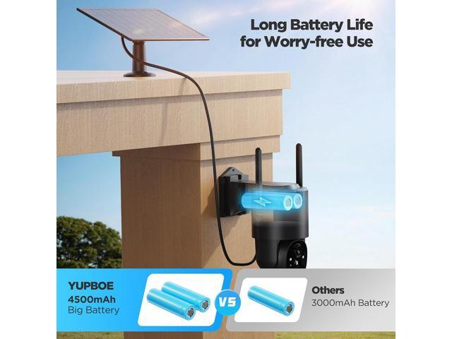 Security Cameras Wireless Outdoor Solar: Battery Cameras for Home Security WiFi Camera Outdoor Surveillance Camera PTZ 360° CCTV Cam System with...