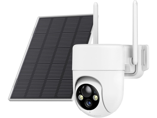 Solar Camera Outdoor Wireless, 2K Color Night Vision, Security Cameras Wireless Outdoor with 360°View, 4X Zoom, Battery Powered, 2.4GHz WiFi Solar...