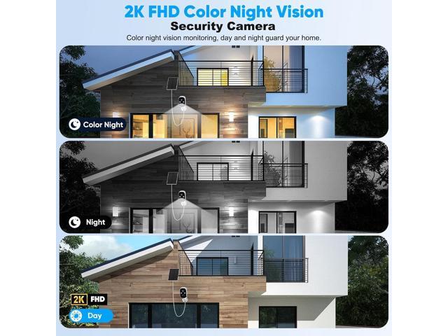 Security Cameras Wireless Outdoor, 2K Battery Powered Color Night Vision Camera, PIR Motion Detection, IP66 Waterproof, Cloud Storage/Mic-SD,...