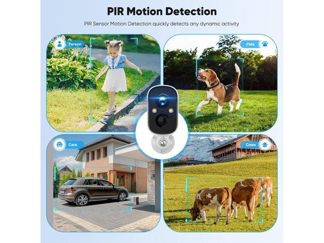 Security Cameras Wireless Outdoor, 2K Battery Powered Color Night Vision Camera, PIR Motion Detection, IP66 Waterproof, Cloud Storage/Mic-SD,...