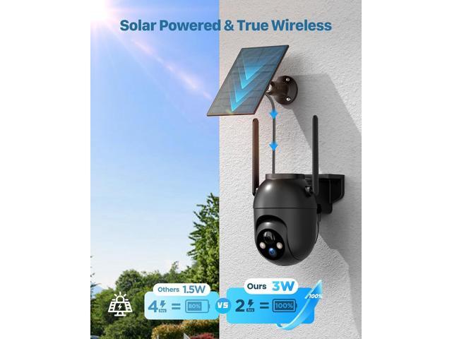 Security Cameras Wireless Outdoor Solar: 2K WiFi Camera for Home Security System - Battery Powered Cam IP66 Waterproof Motion Sensor - Camaras de...