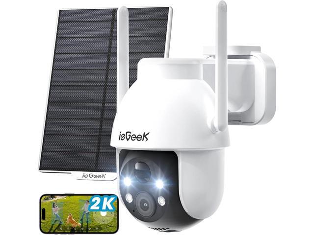 ieGeek Security Cameras Wireless Outdoor, 2K Solar WiFi Camera for Home Security System, Battery Powered Surveillance Cam with Solar Panel, 360°...