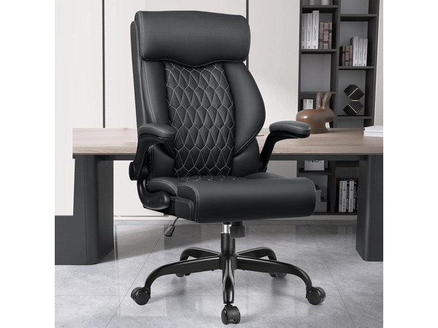 Office Chair, High Back Executive Office Chair Ergonomic Computer Desk Chair with Rocking Function, Leather Managerial Office Chair with Adjustable...