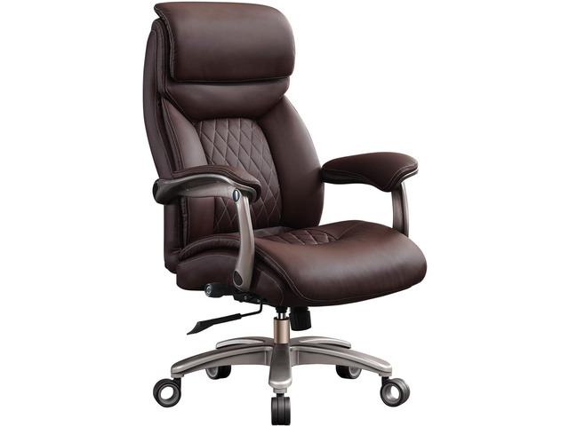 Big and Tall Office Chair with Wide Area Armrest, 600LBS PU Leather Executive Chair, Adjustable Lumbar Support 3' Double Space Wheel, Managerial...