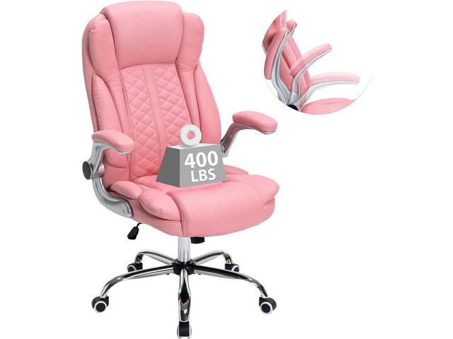 400lbs Executive Office Chair with Flip Up Armrests,Big and Tall Computer Office Chair for Heavy People,Heavy Duty Ergonomic Comfy Office...