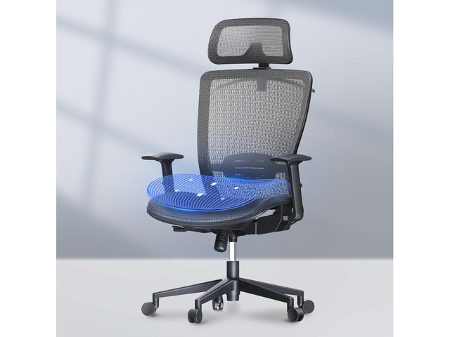 Ergonomic Home Office Chair, High Back Mesh Computer Chair, Comfy Desk Chairs with Lumbar Support Tilt Function 3D Headrest 2D Armrest, Heavy Duty...