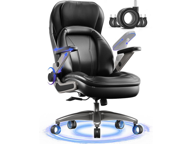 Big and Tall Office Executive Office Chair with Adjustable 5D Arms, 600lbs Big and Tall Office Chair with Lumbar Support, PU Leather Heavy Duty...