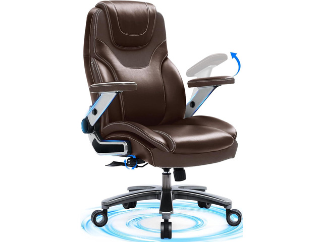 Big and Tall Office Chair with 5D Adjustable Arms, 600lbs Ergonomic Executive Office Chair with Adjustable Lumbar Support, Fabric and PU Leather...