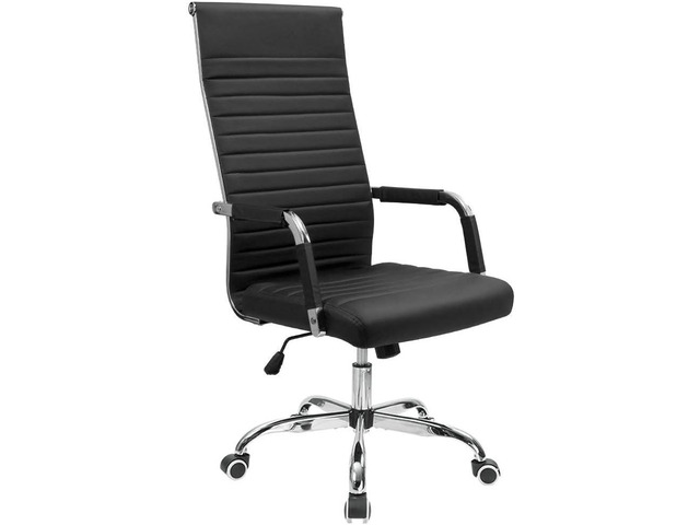 Office Chair High Back PU Leather Executive Conference Chair Adjustable Swivel Chair with Arms, Black
