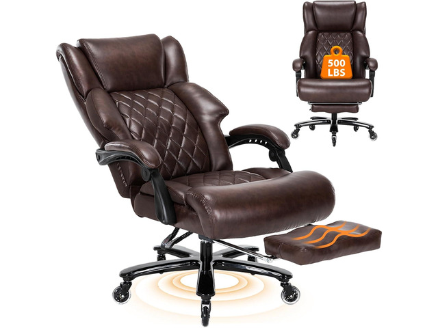 500 LBS Big and Tall Office Chair with Foot Rest High Back Recline Ergonomic Office Chair for Heavy People, Executive Office Chair Comfortable for...