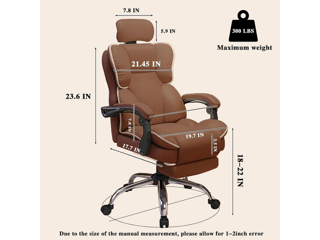 High Back Executive Office Chair - Big and Tall Computer Desk Chairs with Lumbar Support and Footrest,Adjustable Tilt Lock Ergonomic Leather Swivel...