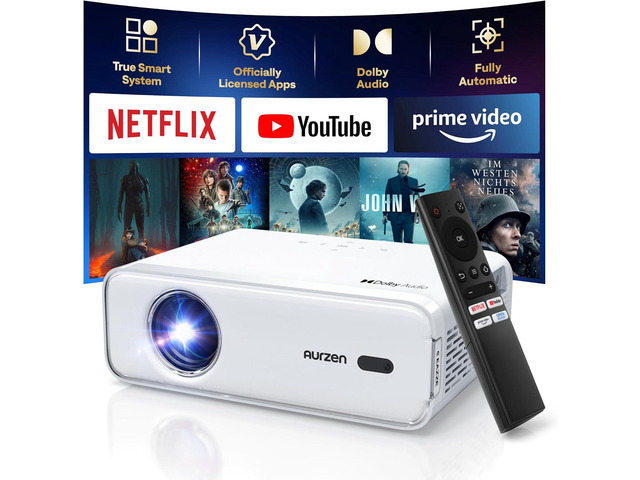D1 Smart Projector with WiFi and Bluetooth, Netflix-Officially-Licensed, Auto Focus & Keystone, DoIby Audio, Zoom, Native 1080P Movie, Portable...