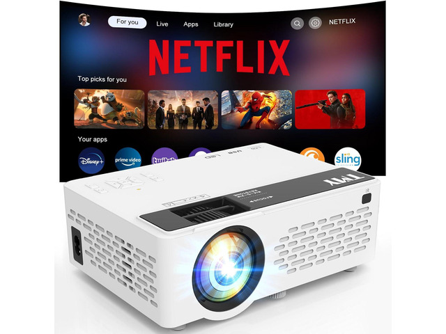 Mini Projector with WiFi and bluetooth, 1080P Full HD Portable Projector, Movie Projector Compatible with TV Stick Smartphone/HDMI/USB, indoor &...