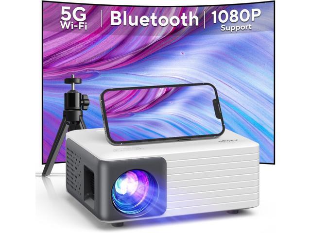 Mini Projector with WiFi and Bluetooth, 1080P Supported Projector with Projector Stand, Portable Movie Projector for Home Theater/Outdoor,...
