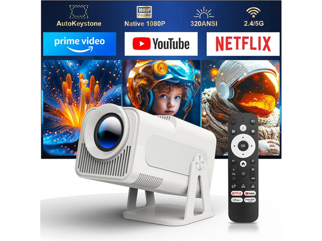 Magcubic Mini Projector with Wifi and Bluetooth, Portable Smart 1080P Projector with 4K Support, Auto Keystone, Voice Control, Built-in Apps HY320...