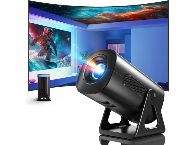 Mini Projector with WiFi and Bluetooth, 4K 1080P Support Portable Projector, 270°Adjustable Stand Outdoor Home Theater Star Projector with Ambient...