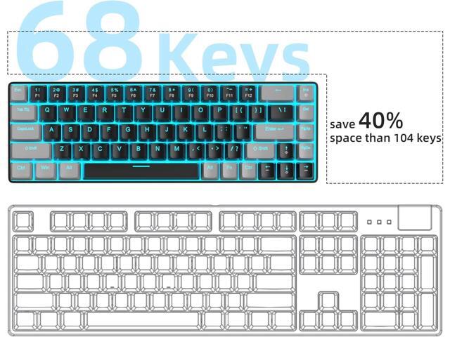 Portable 60% Mechanical Gaming Keyboard, MK-Box LED Backlit Compact 68 Keys Mini Wired Office Keyboard with Red Switch for Windows Laptop PC Mac -...